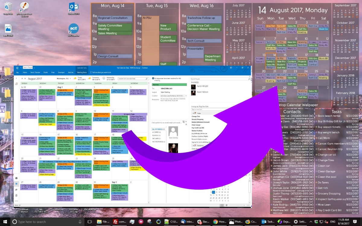 Outlook Calendar as Desktop Wallpaper